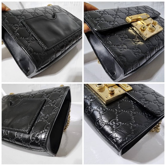 Authentic Gucci Guccissima Leather Small Padlock Shoulder Bag Black - Picture 11 of 16